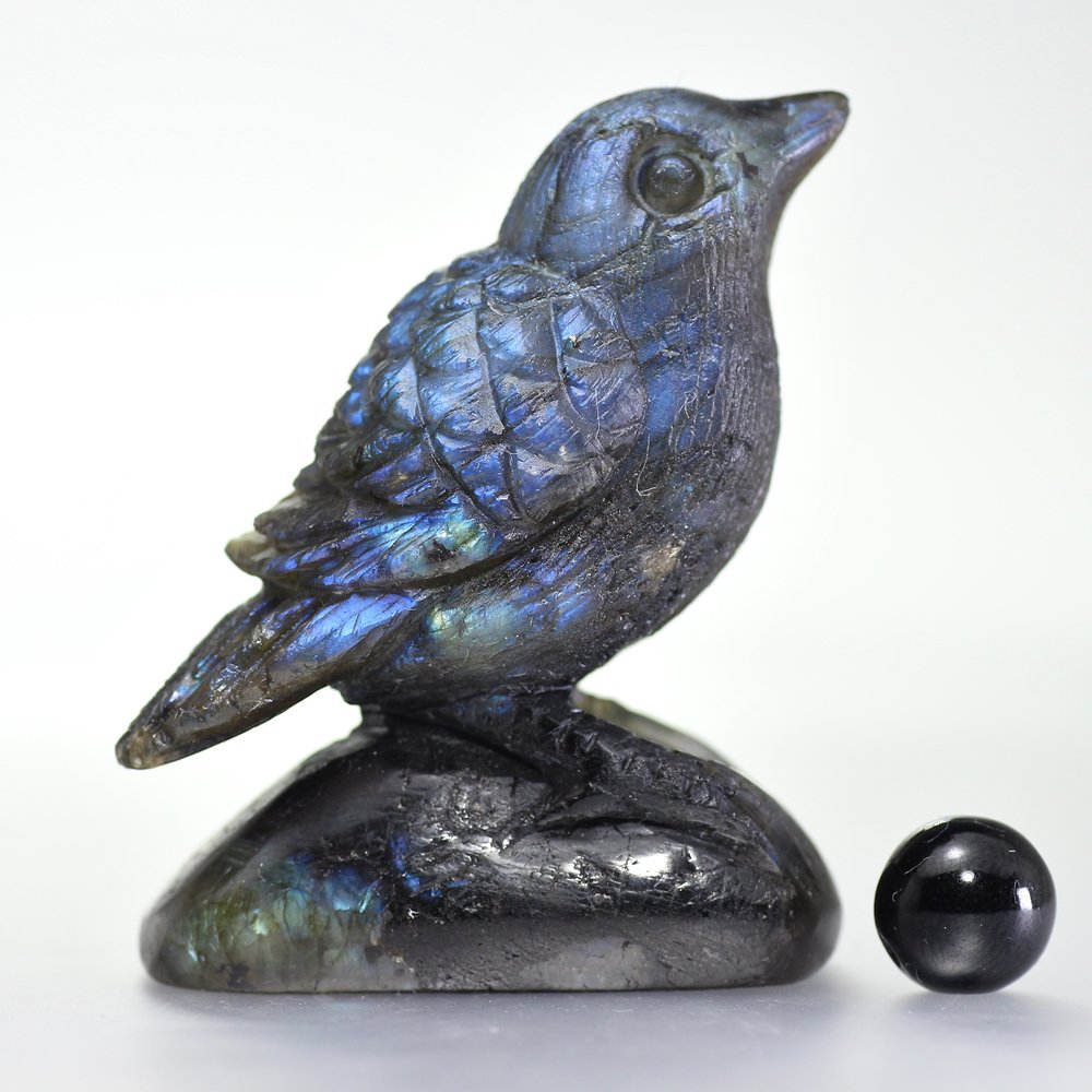 マダガスカル産]ラブラドライト彫刻小鳥（置物） - 埼玉県吉川市の