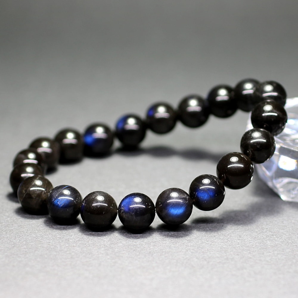 高品質++]ブラックラブラドライトブレスレット（約9.5mm玉） - 埼玉県