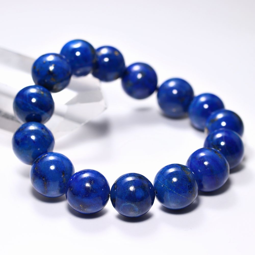高品質+]アフガニスタン産ラピスラズリブレスレット（約14.5mm玉