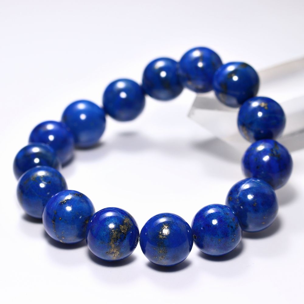 高品質+]アフガニスタン産ラピスラズリブレスレット（約14.5mm玉