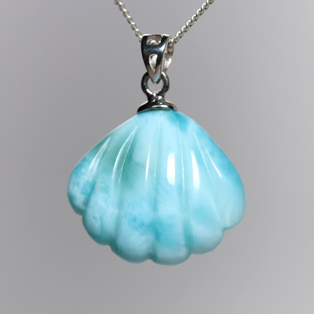 特別価格]ドミニカ共和国産ラリマーシェルカットペンダントトップ