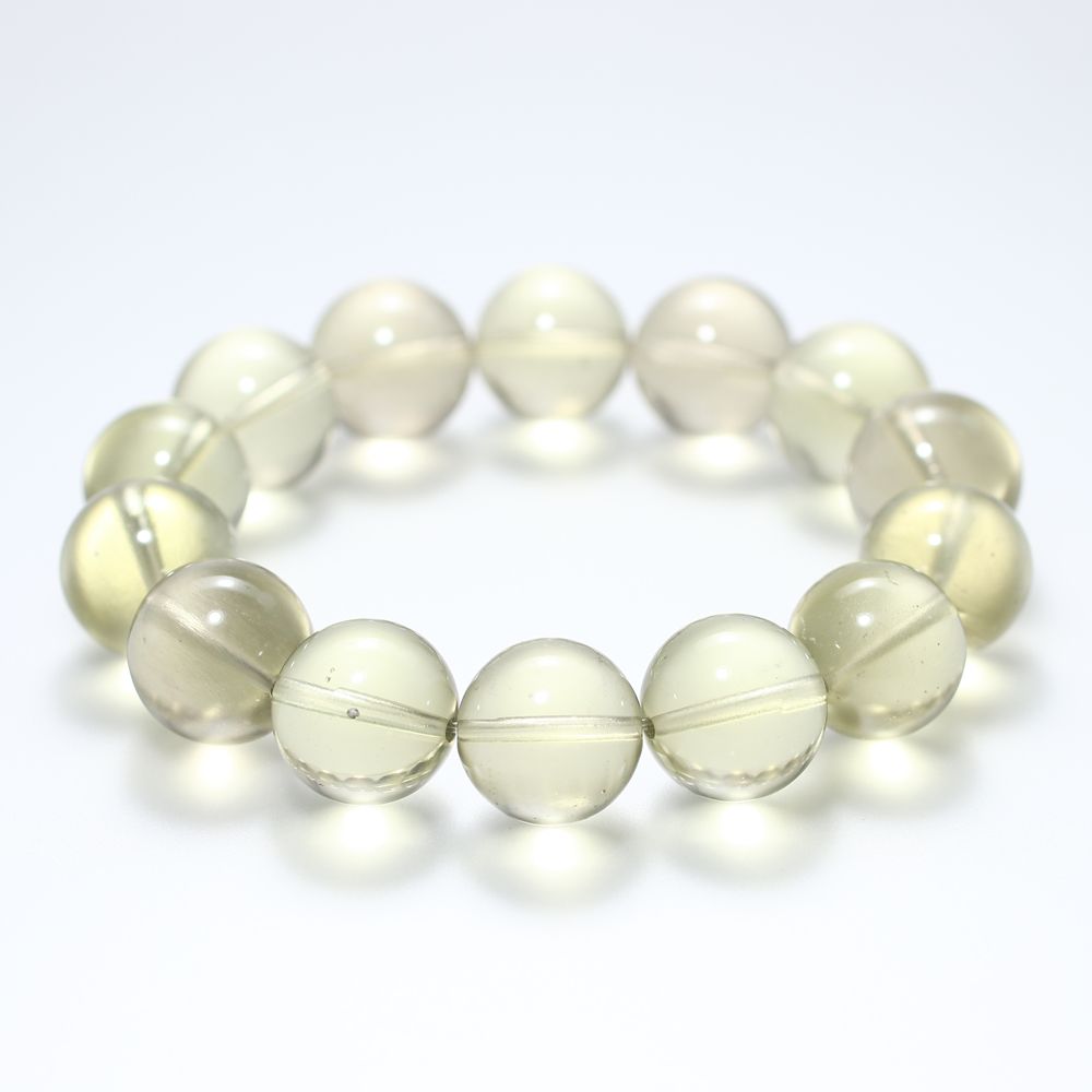 価格改定】[最高品質]天然リビアングラスブレスレット（約16.5mm玉