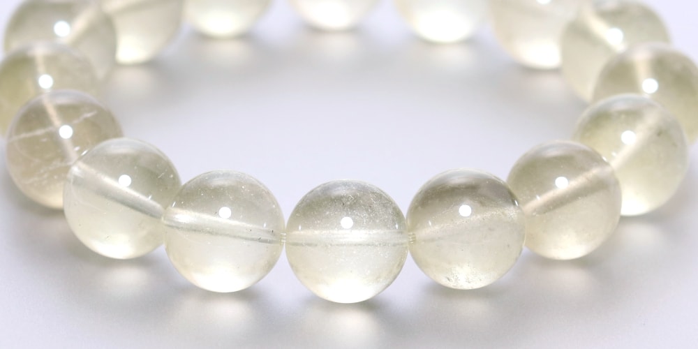 価格改定】[高品質]天然リビアングラスブレスレット（約13.5mm玉