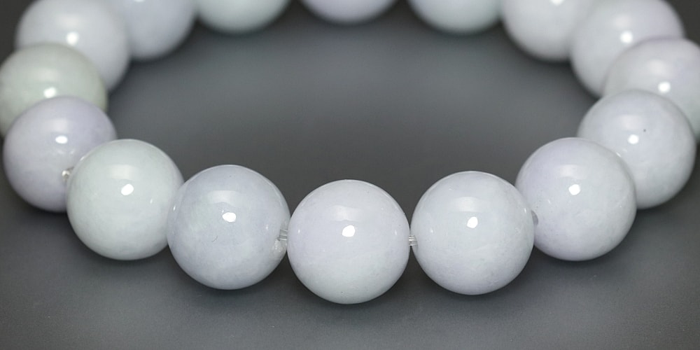 高品質]ミャンマー産天然ラベンダー翡翠ブレスレット（約12.5mm玉