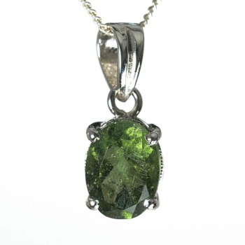 高品質]天然モルダバイトブレスレット/大粒カット＆オーバルビーズ（約