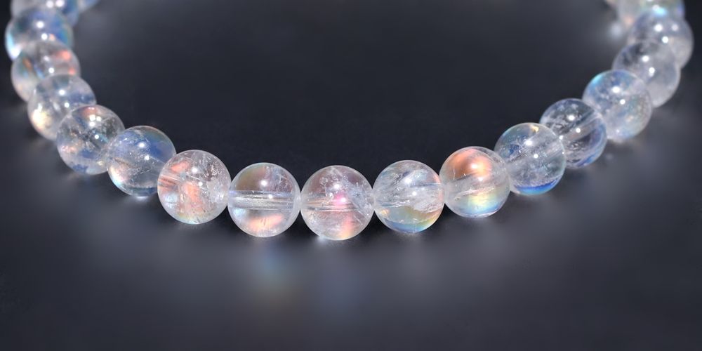 高品質]別鉱床マダガスカル産ホワイトラブラドライトブレスレット