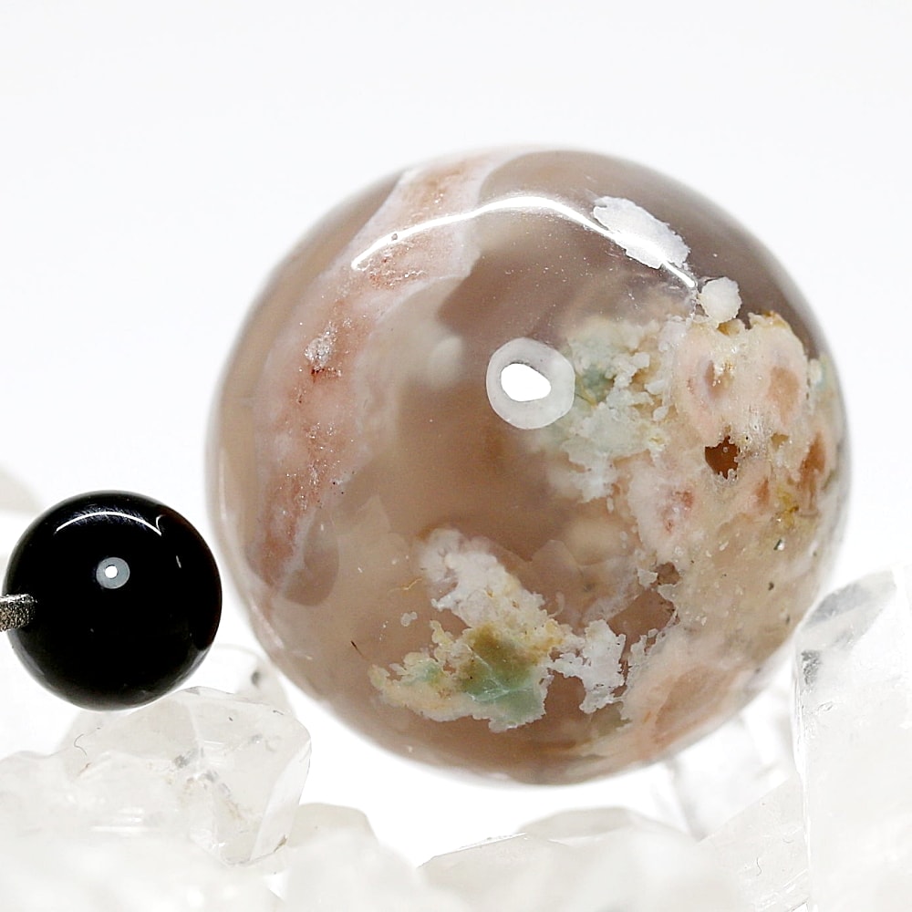 天然無着色]マダガスカル産チェリーブロッサムアゲートスフィア/桜瑪瑙