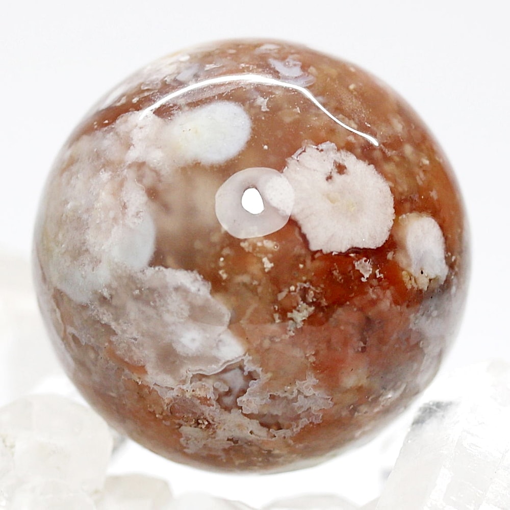 天然無着色]マダガスカル産チェリーブロッサムアゲートスフィア/桜瑪瑙