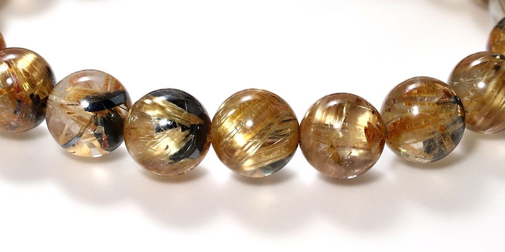 高品質++]太陽放射ルチルクォーツブレスレット（約9.5mm玉） - 埼玉県