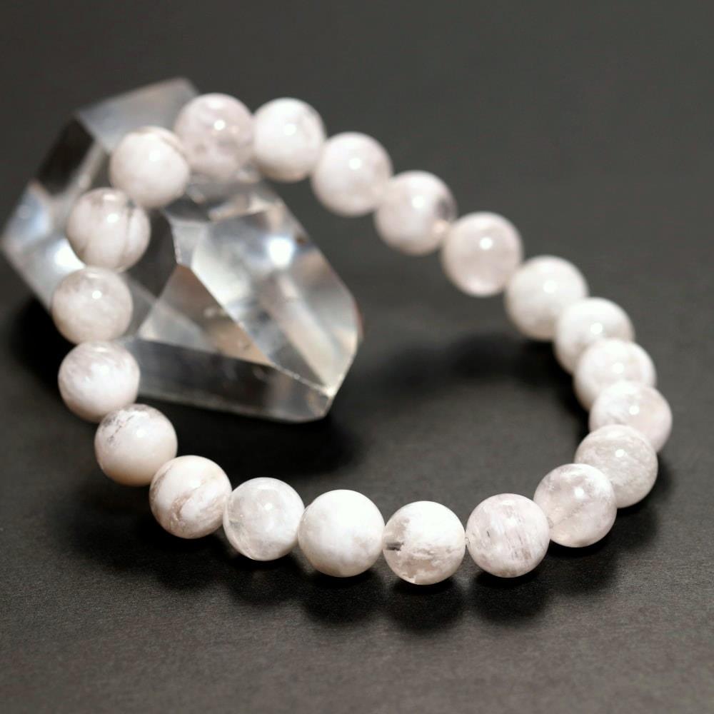高品質]ホワイトセリサイトインクォーツブレスレット（約9mm玉