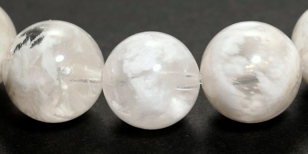 高品質]ホワイトセリサイトインクォーツブレスレット（約11.5mm玉