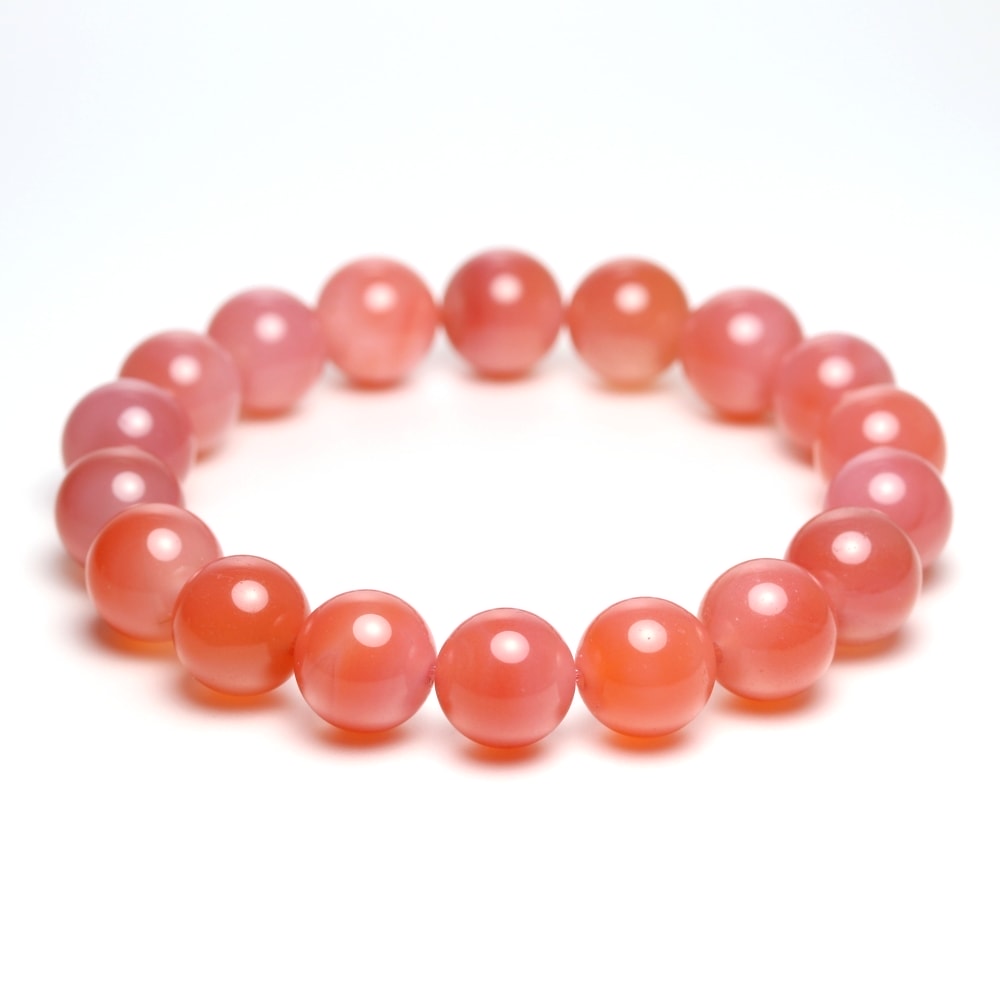 高品質]ピンクアゲートブレスレット/桃色瑪瑙（約11mm玉） - 埼玉県