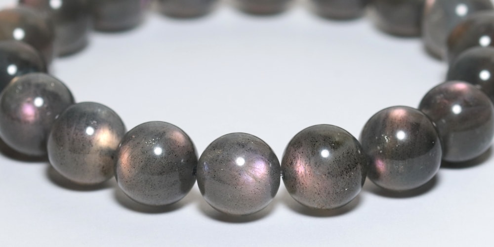 高品質+]オレンジ・ピンク・パープルラブラドライトブレスレット（約