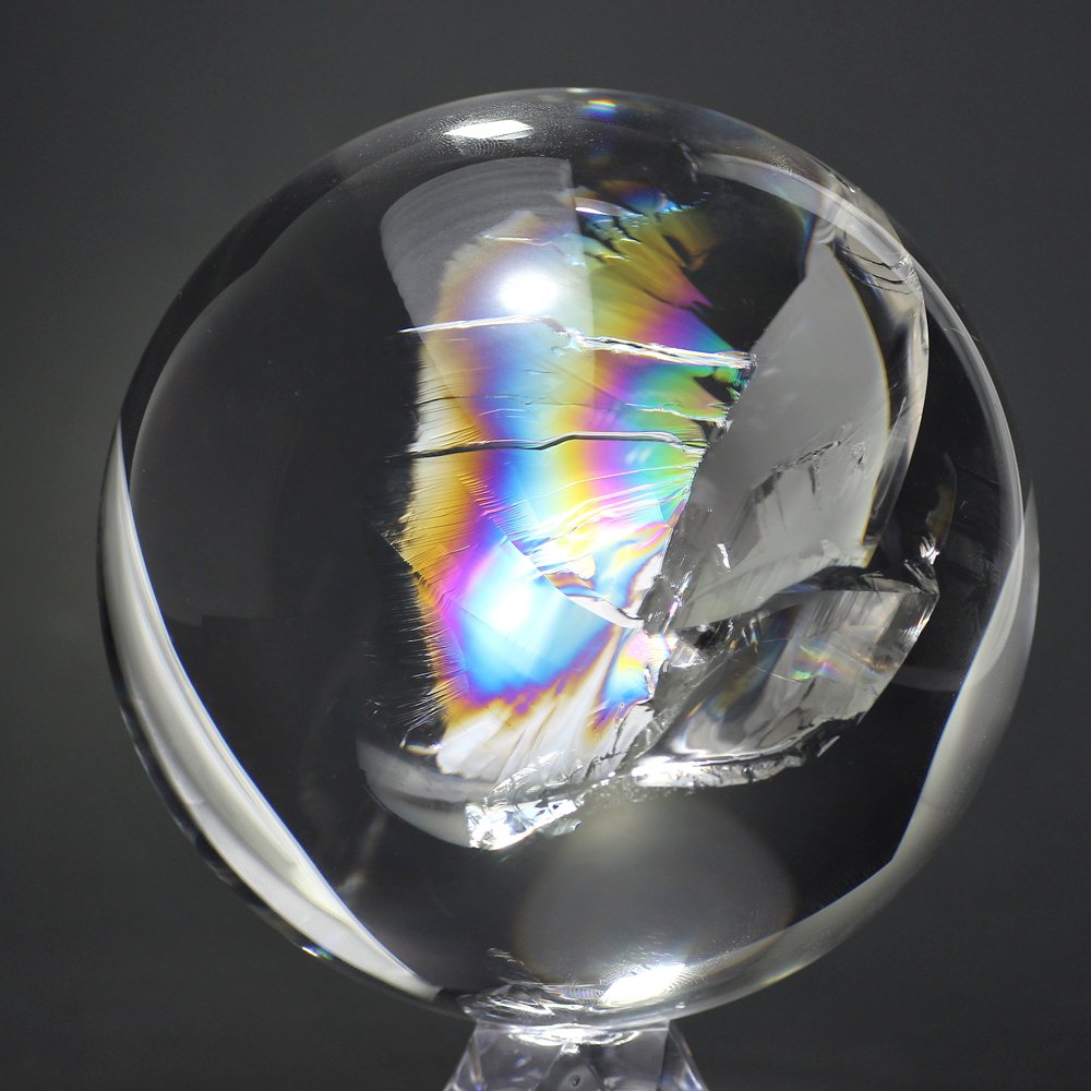 トップクォリティ]レインボー水晶玉/アイリスクォーツスフィア（丸玉