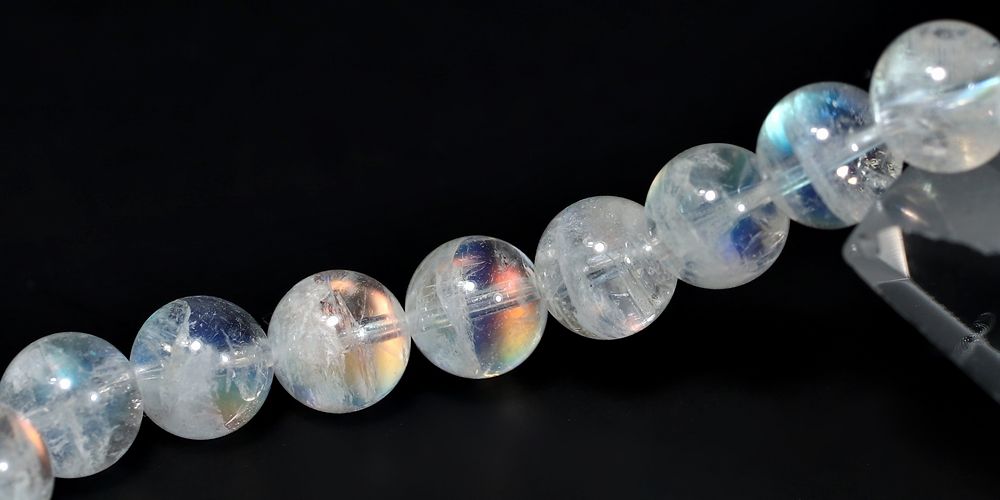 高品質]別鉱床マダガスカル産ホワイトラブラドライトブレスレット