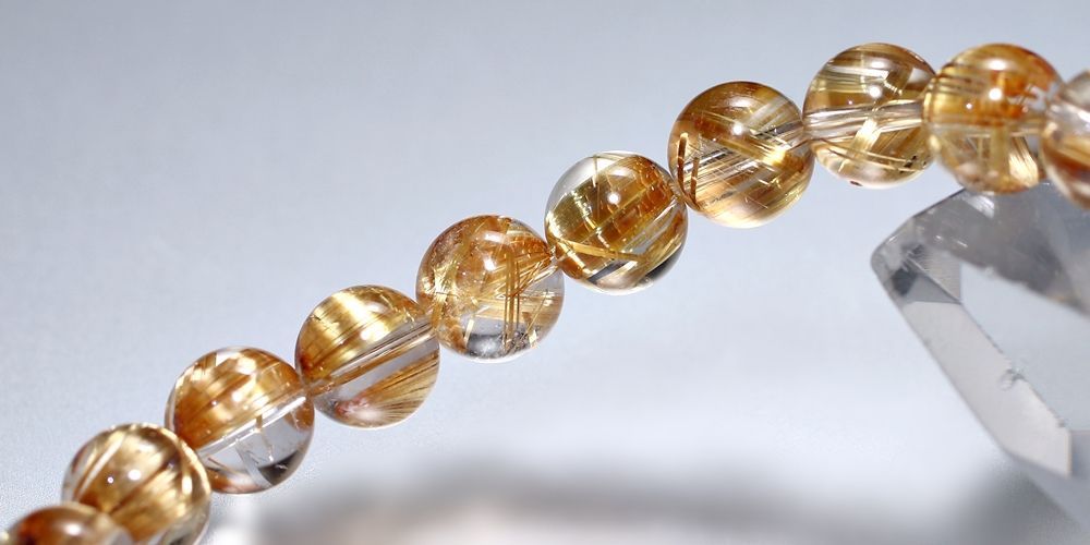 トップクォリティ]タイチンゴールドルチルクォーツブレスレット（約8.5