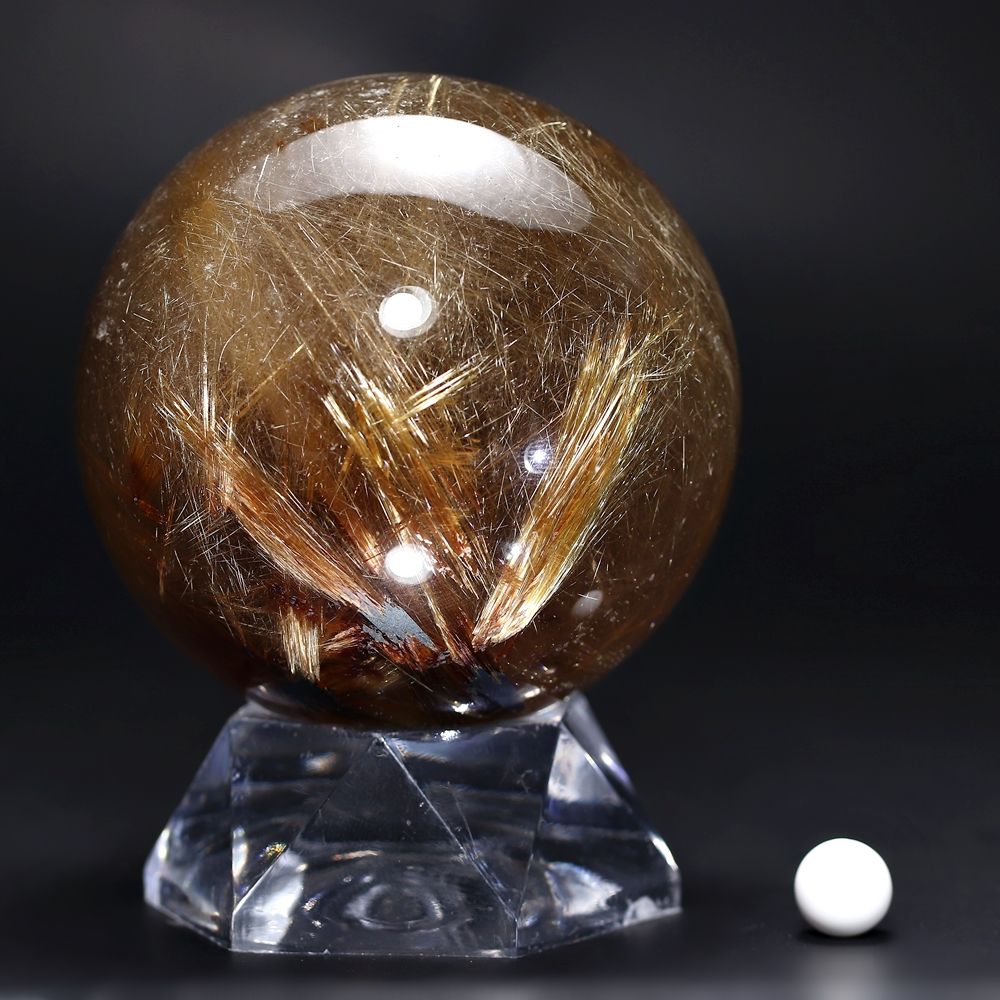 特別価格]ブラジル産ゴールドルチルクォーツ丸玉/スフィア（直径71.1mm