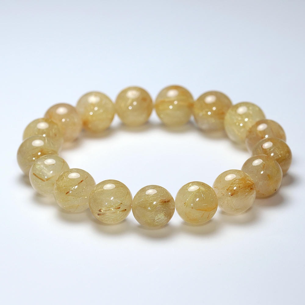 特別価格/3A]ゴールドルチルクォーツブレスレット（約12.5mm玉