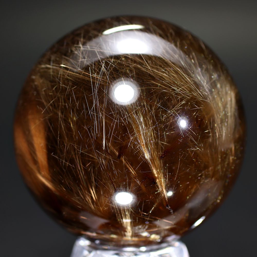 高品質]ブラジル産ゴールドルチルクォーツ丸玉/スフィア（球体直径51.5