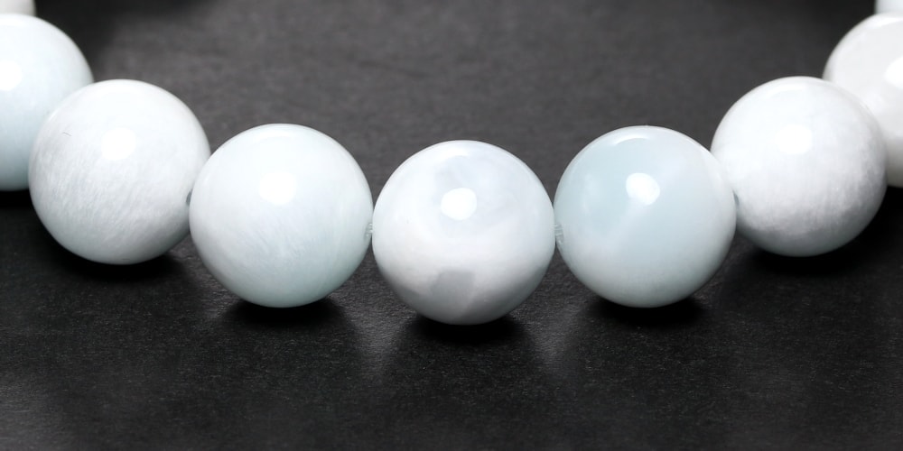 高品質+]ホワイトラリマーブレスレット/ペクトライト（約11.5mm玉