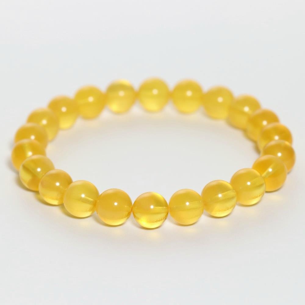 高品質]バルト海産天然イエローアンバーブレスレット（約9mm玉・バル