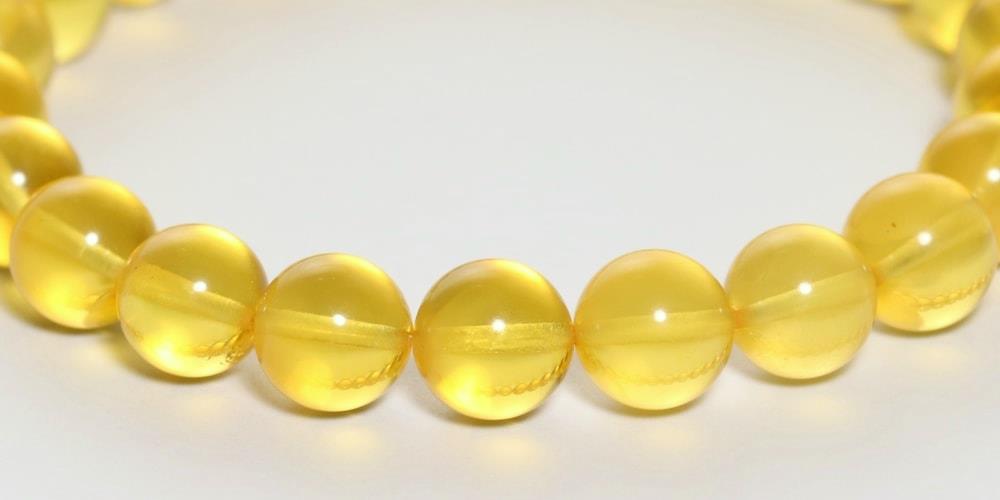 高品質]バルト海産天然イエローアンバーブレスレット（約9mm玉・バル