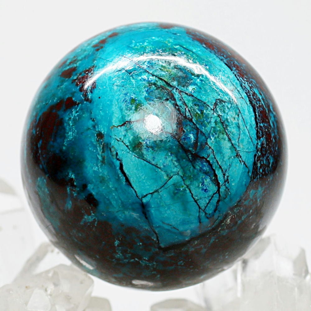 高品質]ペルー産クリソコラ丸玉/スフィア（球体直径約42mm） - 埼玉県