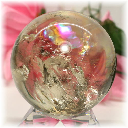 ブラジル産]天然虹入りシトリン丸玉/スフィア（非加熱・無着色