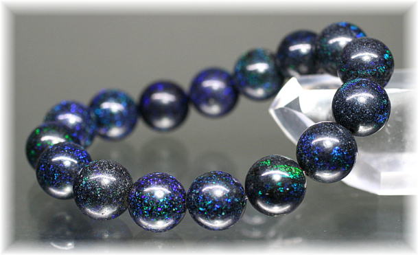 3A++]ブラックマトリックスオパールブレスレット（約12mm玉） - 埼玉県