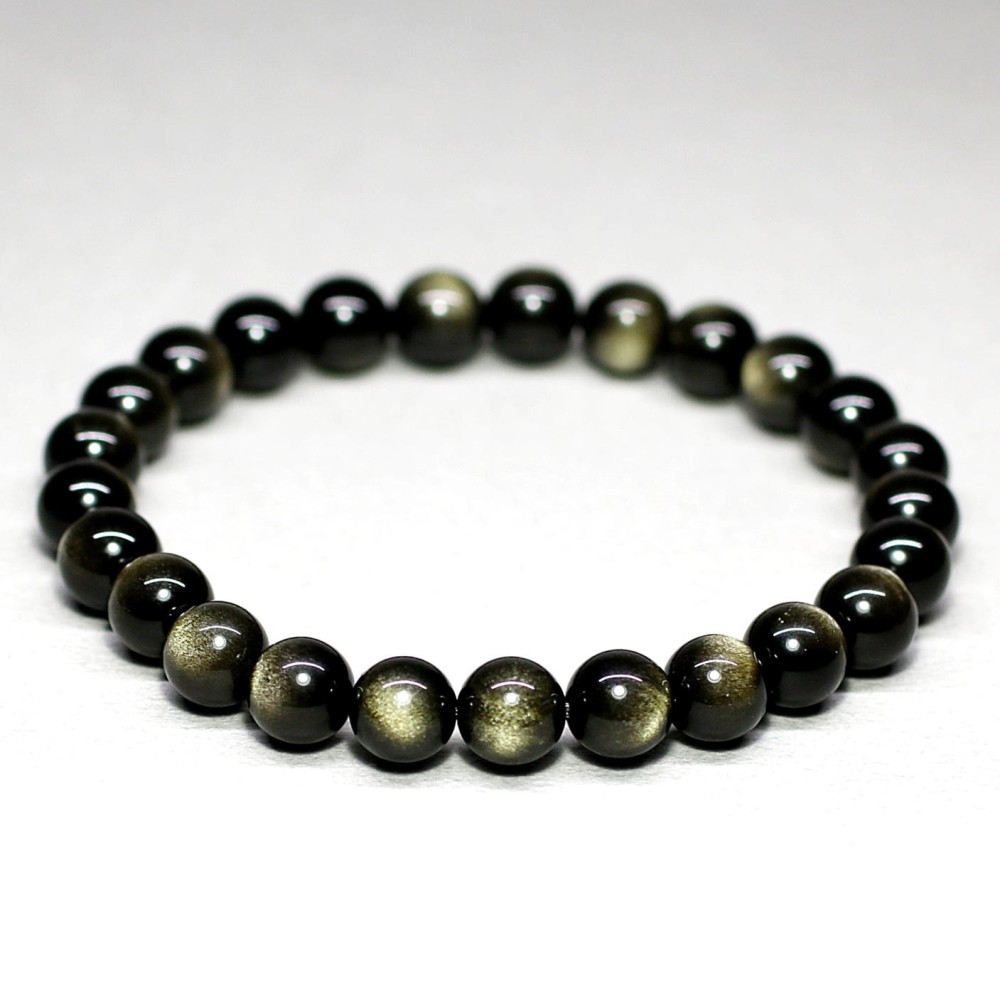 高品質]ゴールデンオブシディアンブレスレット/黒曜石（約8mm玉