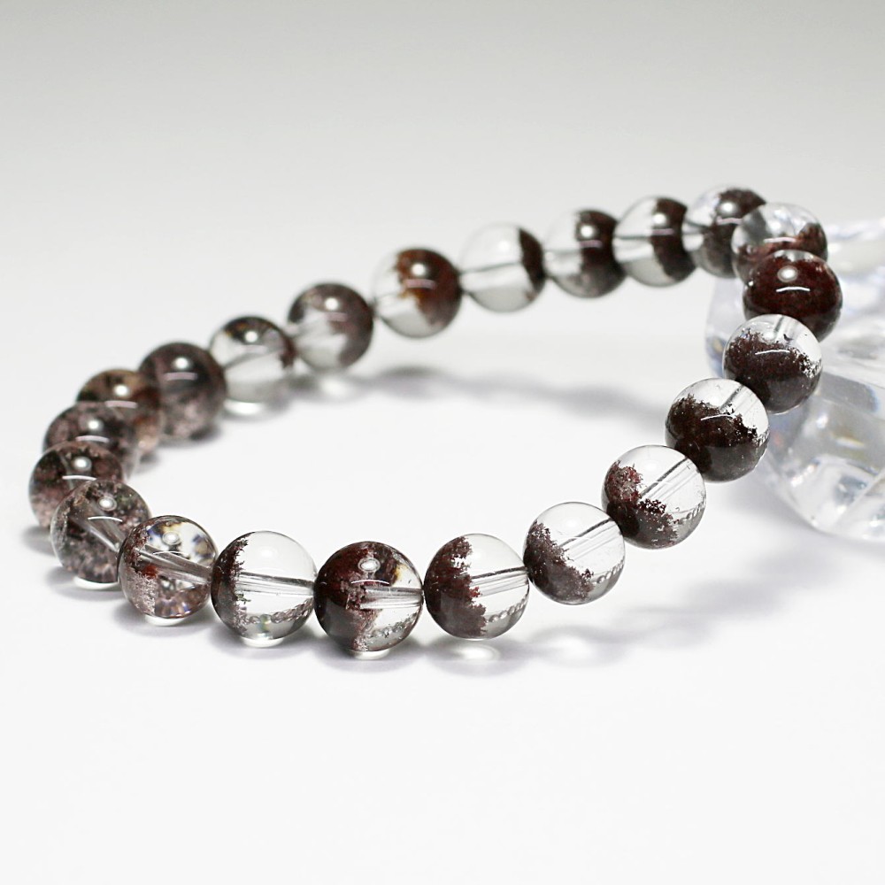 高品質++]ブラウンピンクガーデンクォーツブレスレット/ガーデン水晶