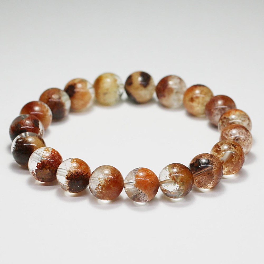 高品質]オレンジブラウンガーデンクォーツブレスレット/ガーデン水晶