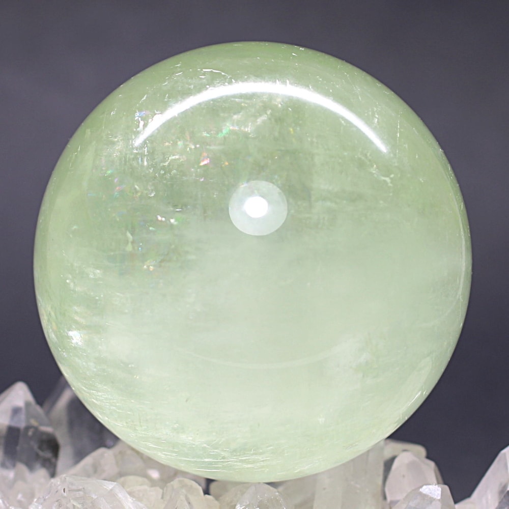 トップクォリティ]グリーンカルサイト丸玉/スフィア（直径約71.4mm