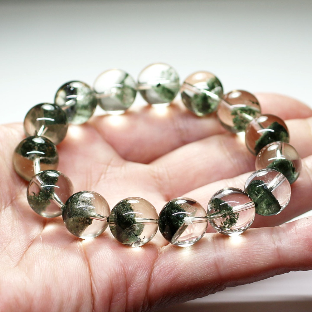 プレミアム]ブラジル産グリーンファントムクォーツブレスレット（約