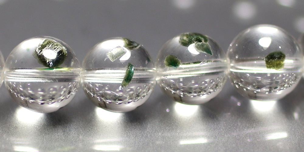 希少・高品質++]グリーンマイカインクォーツブレスレット（約9mm玉