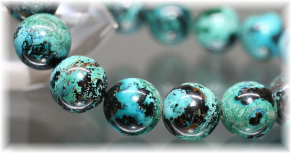 最高品質]エメラルドグリーンクリソコラブレスレット（約12mm玉