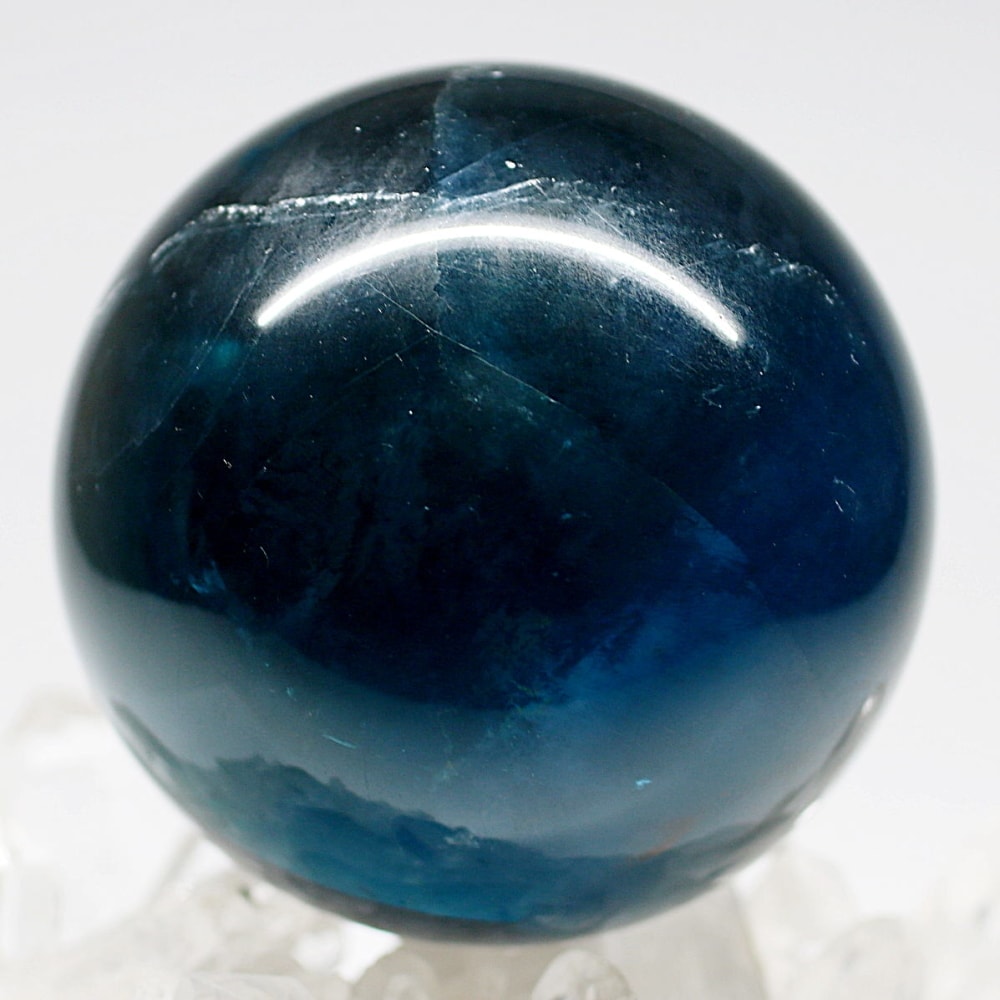 高品質]ディープブルーフローライト丸玉/スフィア（直径70.4mm
