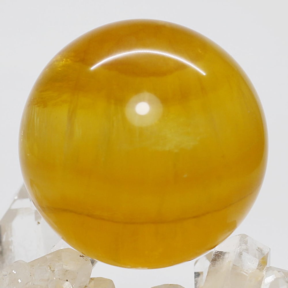 高品質]ハニーイエローフローライト丸玉/蛍石スフィア（直径48.7mm