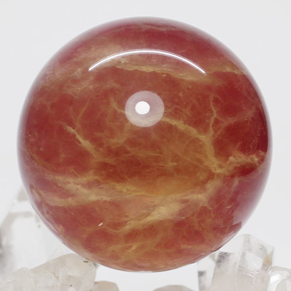 高品質]ピンクパープル＆レモンイエローフローライト丸玉/蛍石スフィア