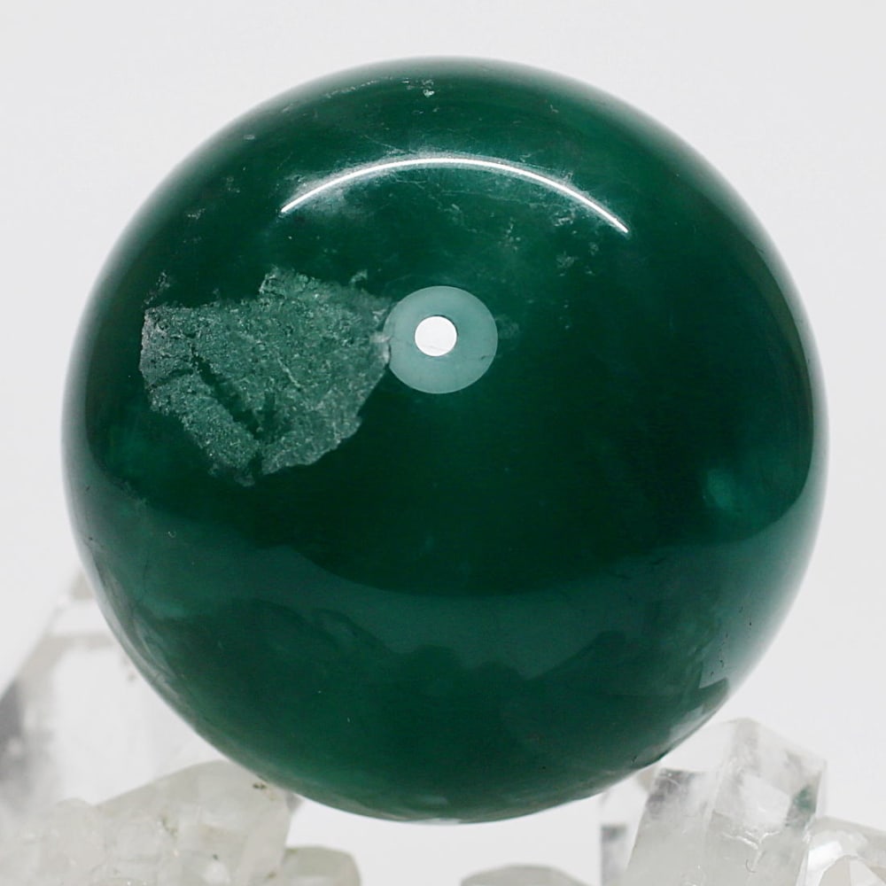 高品質]ディープグリーンフローライト丸玉/蛍石スフィア（球体直径49.6