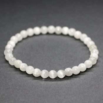 ホワイトクンツァイトキャッツアイブレスレット（約6mm玉） - 埼玉県