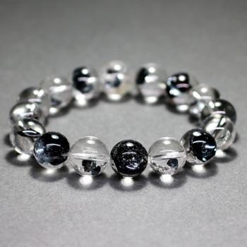 高品質++] ヘマタイトインクォーツブレスレット/板状結晶（約12.5mm玉