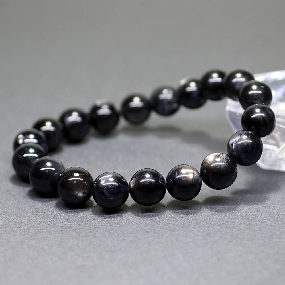 高品質++]ブラックスターアイオライトブレスレット（約10.5mm玉