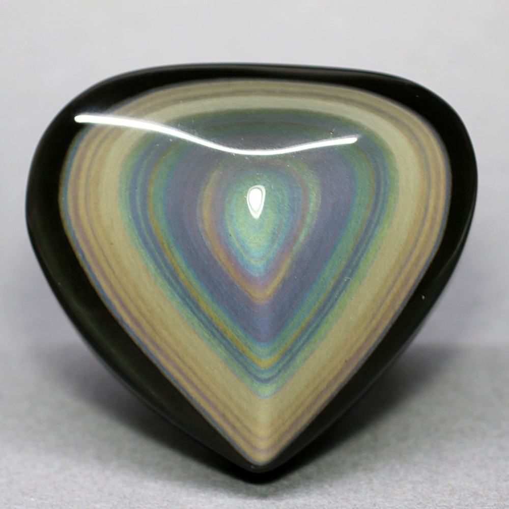 高品質・メキシコ産]レインボーオブシディアンハート型モチーフ