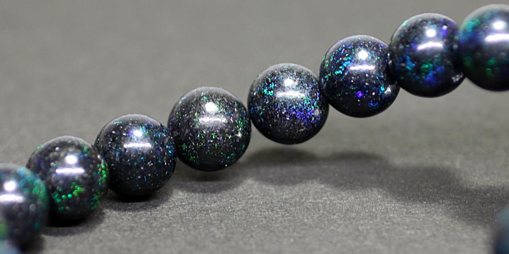 高品質++]ブラックマトリックスオパールブレスレット（約10mm玉