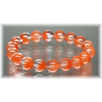 高品質]オレンジアンフィボールインクォーツブレスレット（約11mm玉