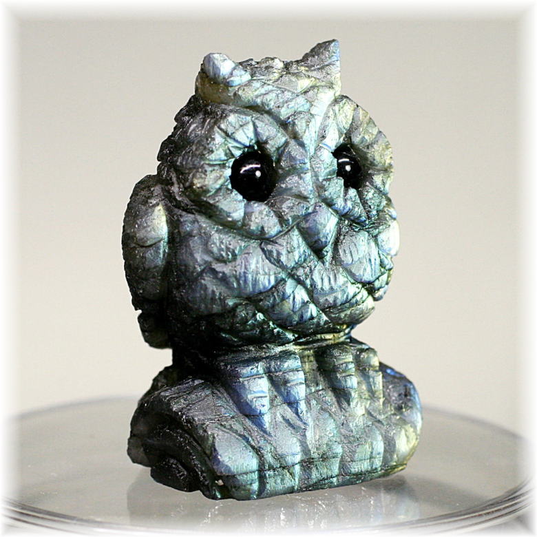 マダガスカル産]ラブラドライト彫刻フクロウ（置物） - 埼玉県吉川市の