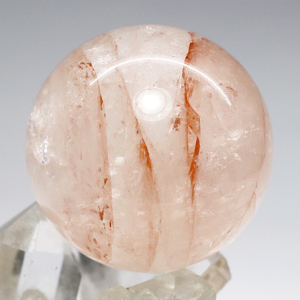 マニカラン産]ヒマラヤ水晶丸玉/スフィア（オレンジ・ピンク系