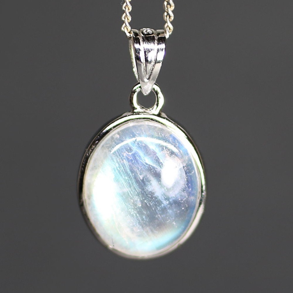 高品質]レインボームーンストーンペンダントトップ（シルバー925