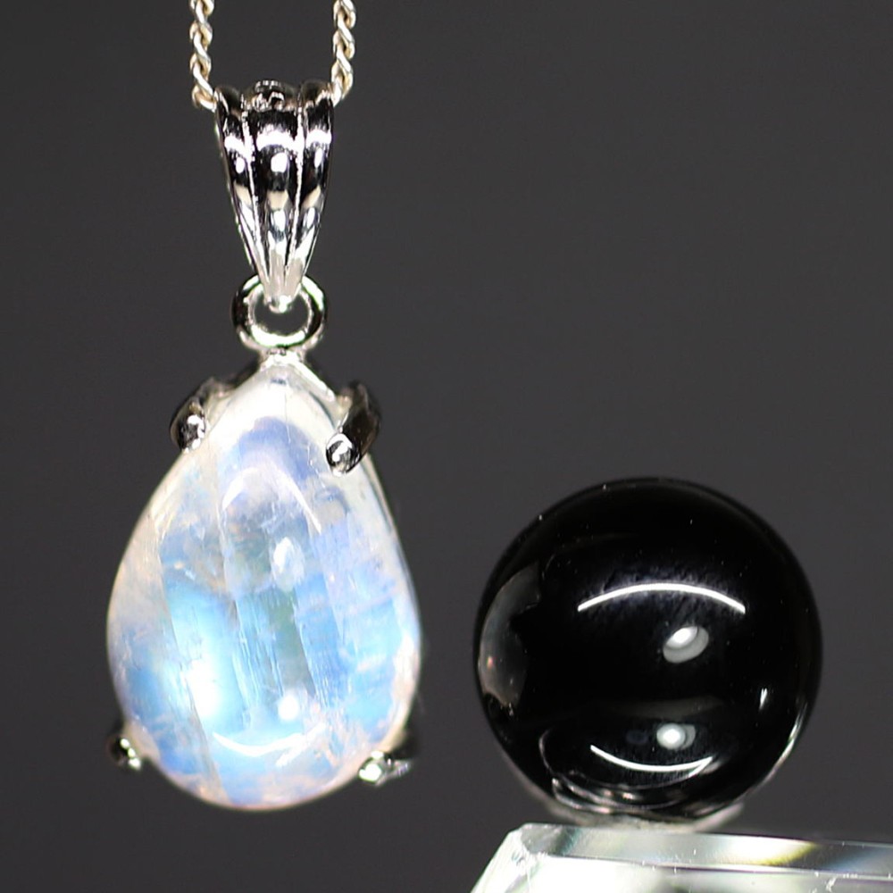 高品質]レインボームーンストーンペンダントトップ（シルバー925